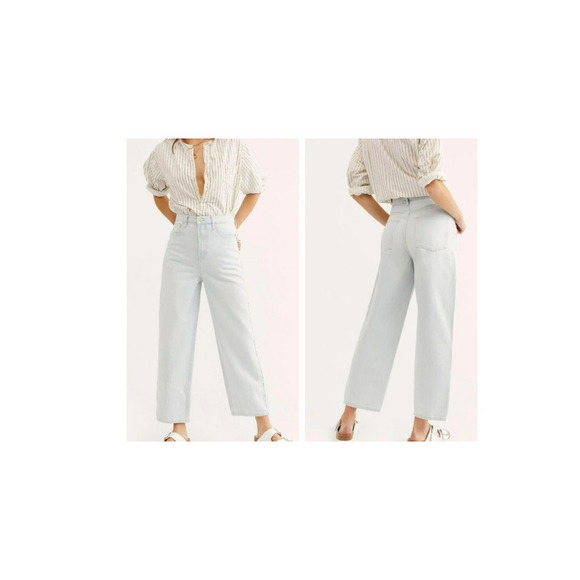 We The Free Women's Size 30 Frank Dad Jeans Icy Blue High Wasted Straight Cotton - Picture 2 of 12